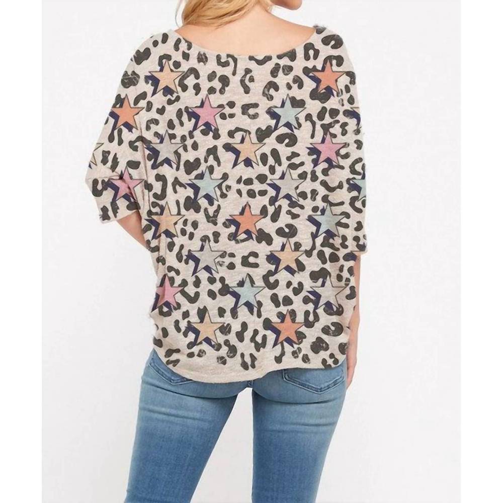 NEW PHIL LOVE stars & leopard knit top in multi - Picture 2 of 3